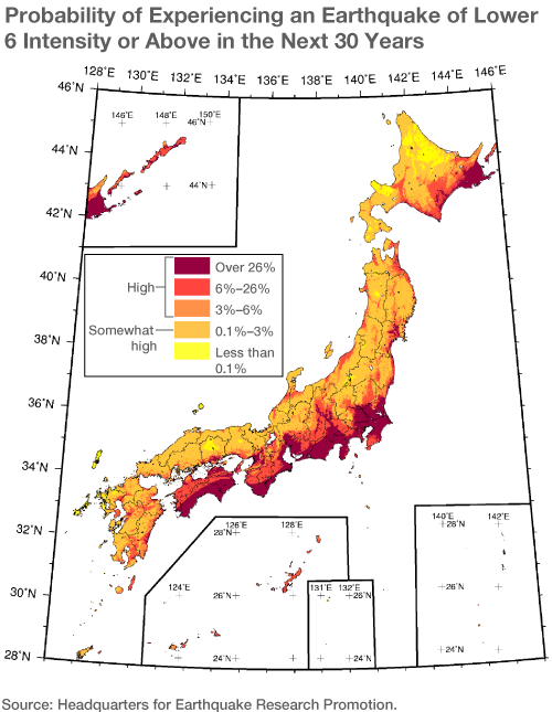 Map of north coastal area of Fukushima prefecture with level of soil