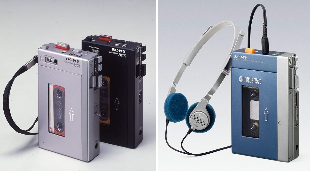 The Pressman (left) and the first-generation Walkman were highly similar in appearance.