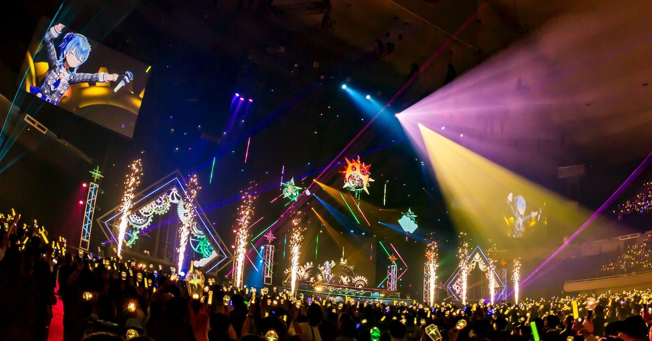 VTuber Hoshimachi Suisei performs her SuperNova concert at Tokyo’s Nippon Budōkan on February 1, 2025. The solo show filled the venue. (© Cover Corp.)
