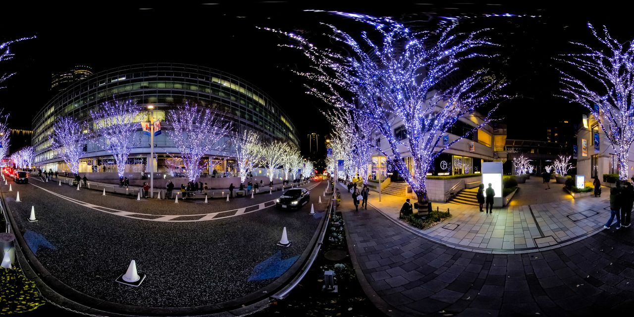 The lighting display along Keyakizaka has been an annual winter event since the 2003 opening of the Roppongi Hills complex in Minato. Nearly 800,000 white and blue LED lights brighten a 400-meter stretch of road adjacent to the complex. (© Somese Naoto)