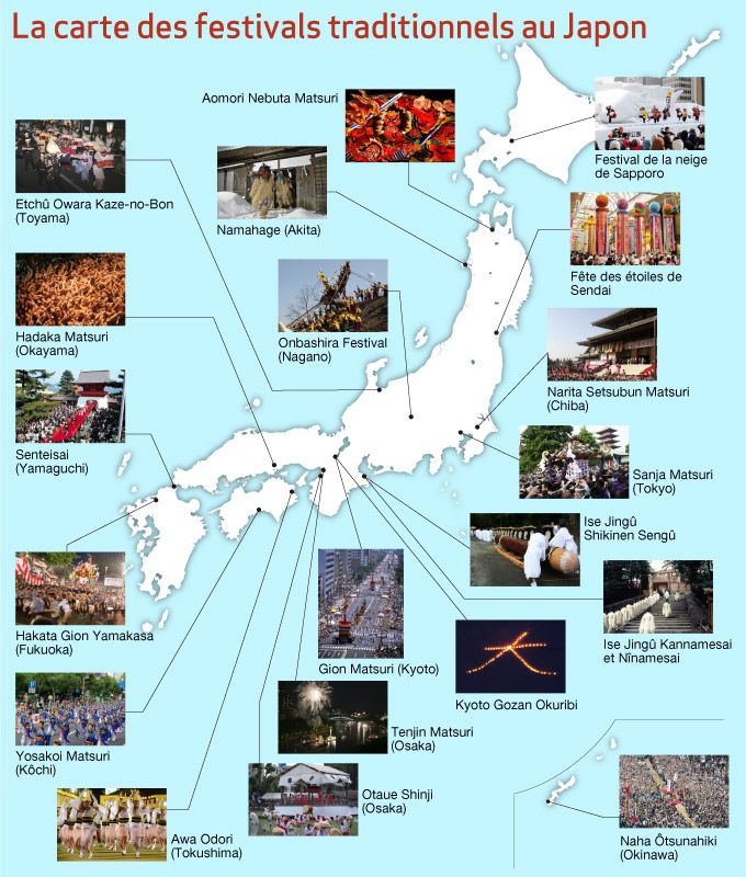 La carte des festivals traditionnels au Japon Infos sur