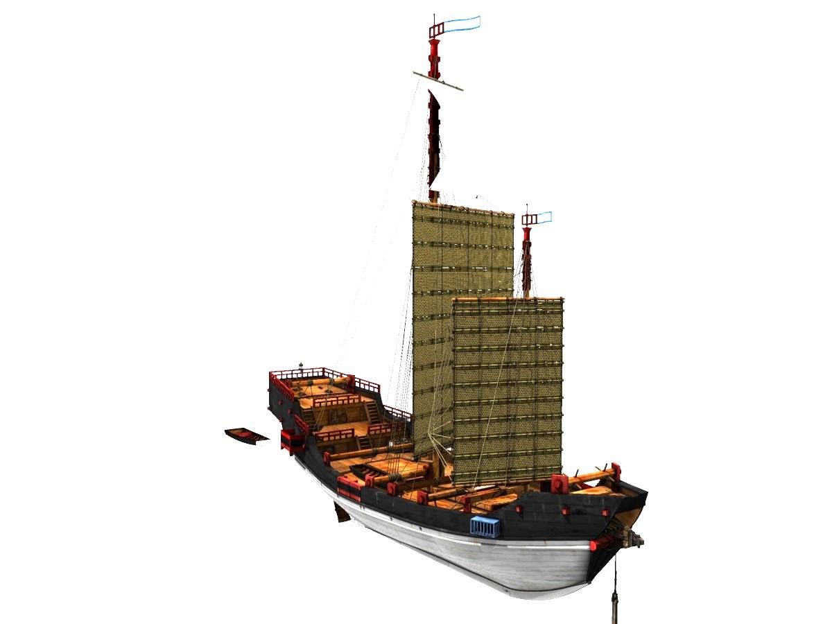 Image générée par ordinateur représentant des reconstructions hypothétiques des navires de guerre mongols. (© Comité éducatif de Matsuura)
